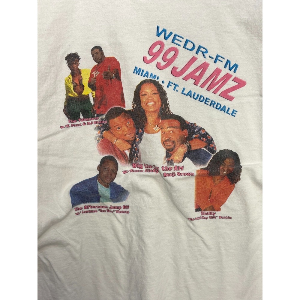 Khaled Vintage Shirt Mens White 99 JAMZ WEDR FM Miami Lauderdale Short Sleeve XL